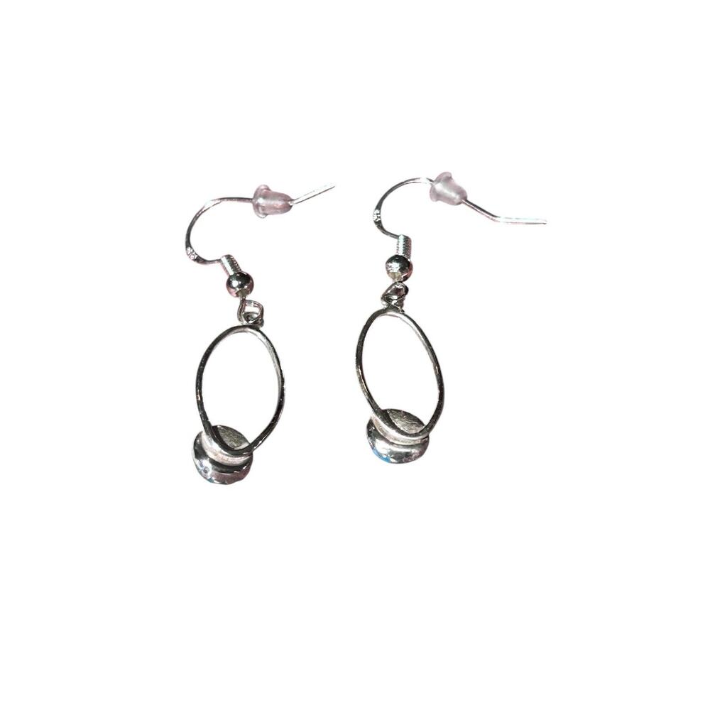 Sterling Silver & Kingman Turquoise Dangle Drop Oval Earrings Hand Crafted New - Picture 5 of 7